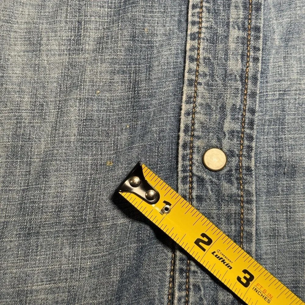 True Religion Jake Denim‎ Western Shirt Mens Blue Pearl Snap LS 3XL (Fits XL)
